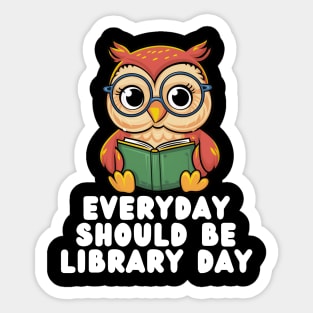 Owl Library Day Sticker